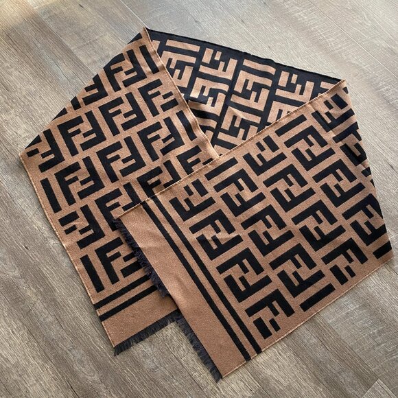 Fendi Beige Wool/Silk Scarf - Picture 2 of 6